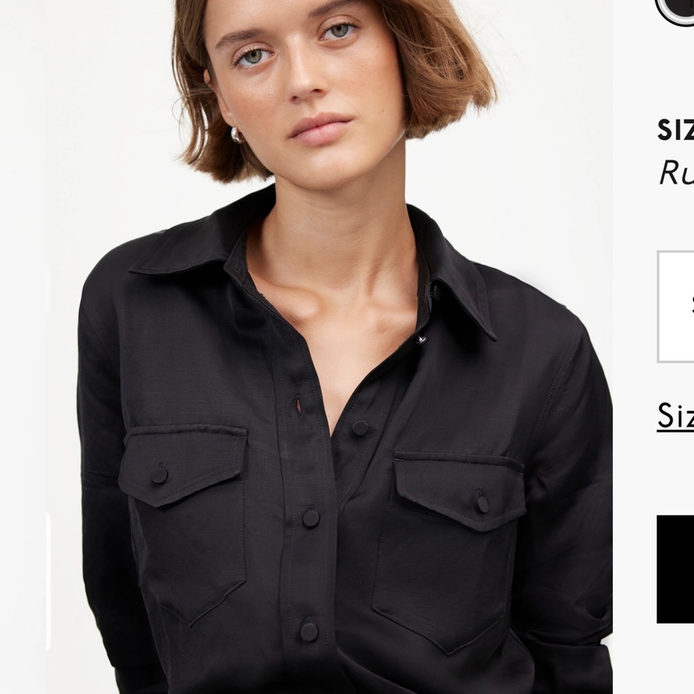 NWT Madewell Western Shirt in Linen Blend in black - Picture 2 of 13